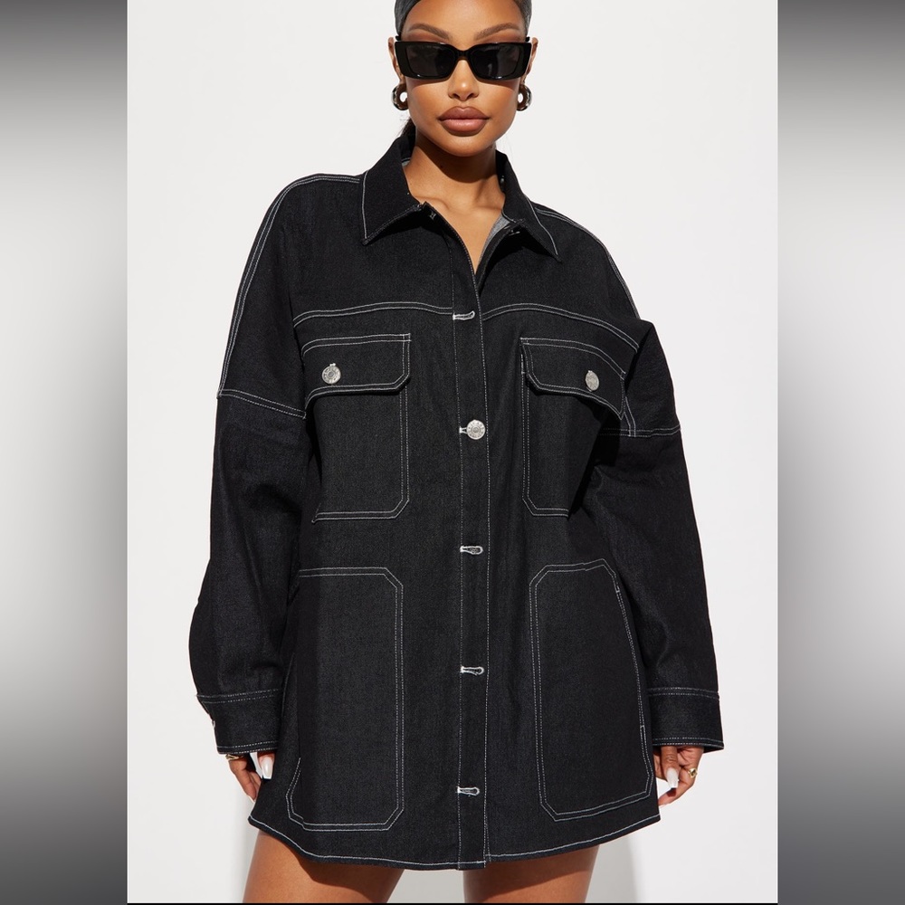 oversized denim jacket black wash